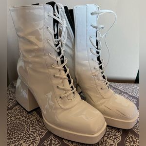 Circus NY by Sam Edelman Karter Lace-Up Platform Booties - Ivory